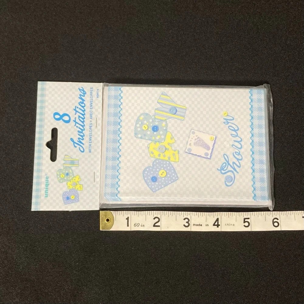 ⭐️ Unique Industries Blue Baby Shower Invitations And Envelopes Set of 16